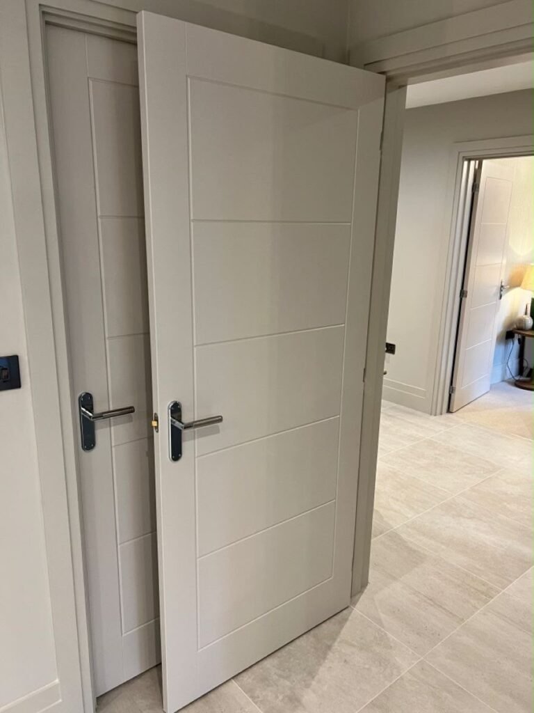 Reçine Yapı Modern düz panel beyaz lake kapı